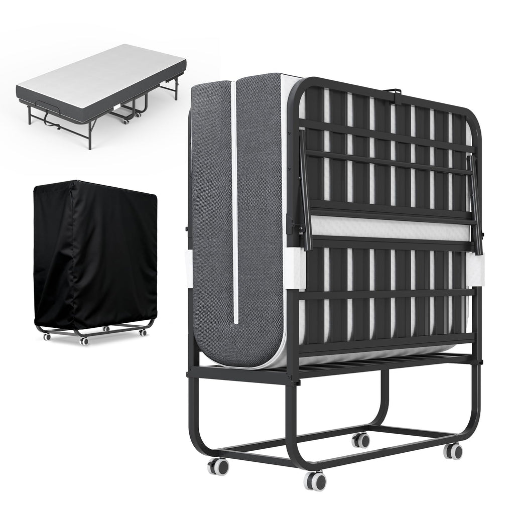 Folding Bed with Mattress, 5-Inch Memory Foam, 500lbs Capacity, Metal Frame X78406