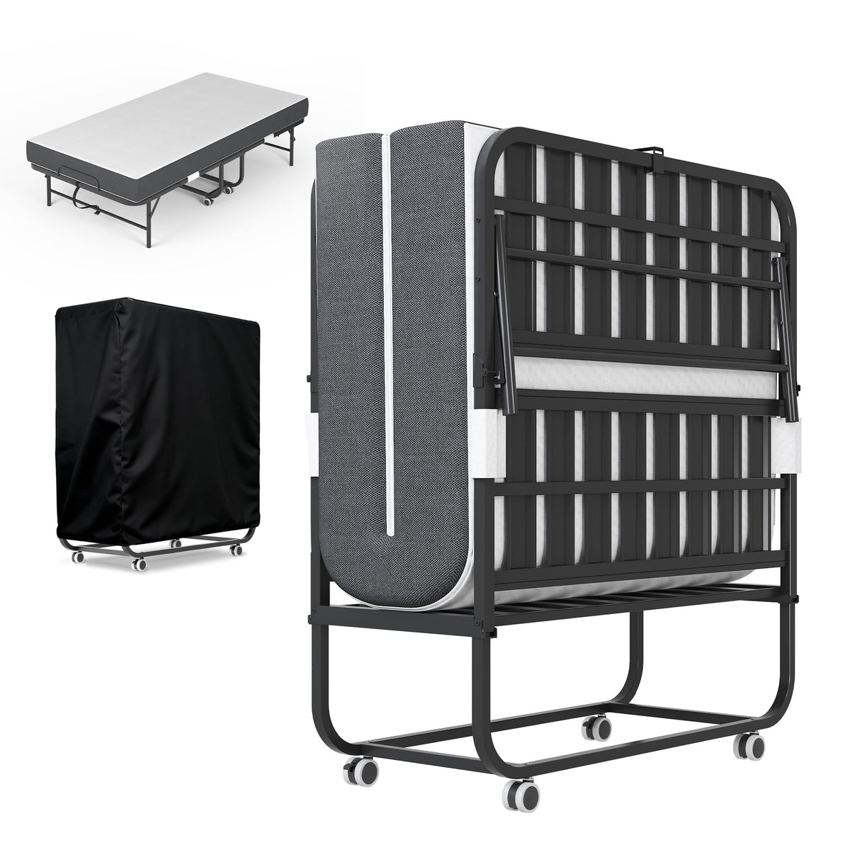 Folding Bed with Mattress, 5-Inch Memory Foam, 500lbs Capacity, Metal Frame X78406