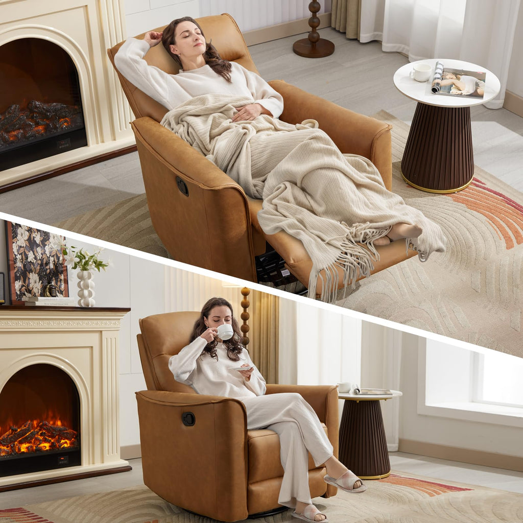 Manual Swivel Rocker Recliner Faux Leather X96979
