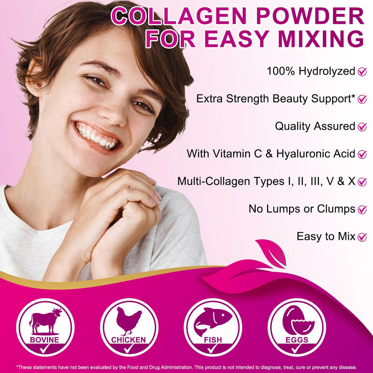Multi Collagen Peptides Powder Type I II III V X 16oz K264504