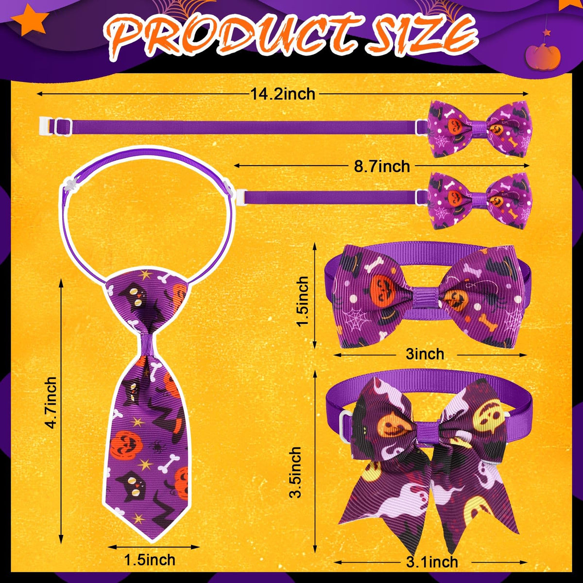 240 Pcs Halloween Dog Bows Tie Collars V2872