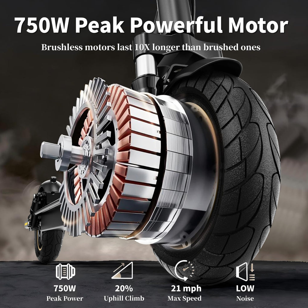 Electric Scooter with Solid Tires, Dual Suspension, Folding U1558