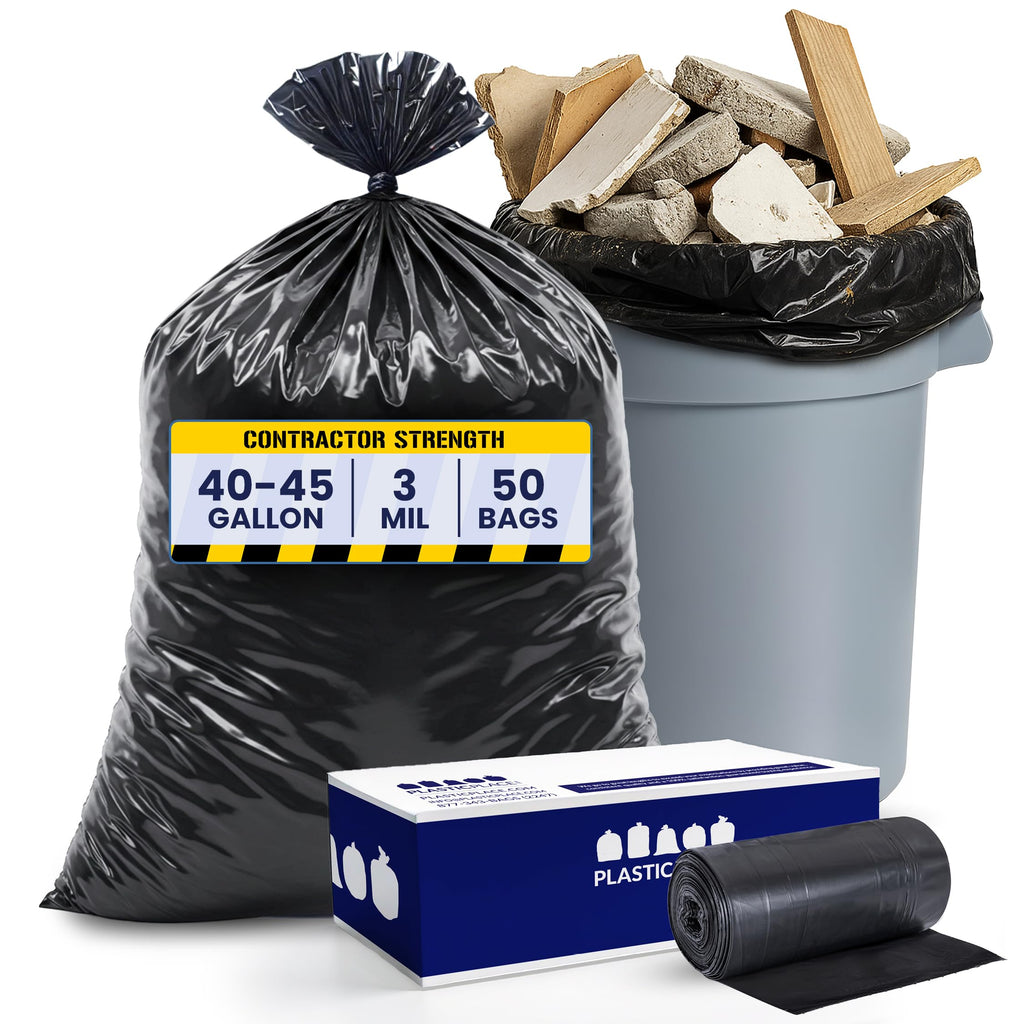 Black Heavy Duty 40-45 Gallon Trash Bags 3.0 Mil 50 Count B1285