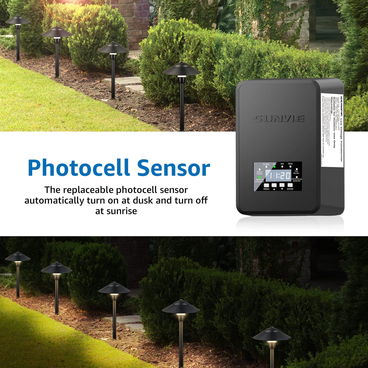 200W Landscape Lighting Transformer with Timer and Photocell Sensor O235