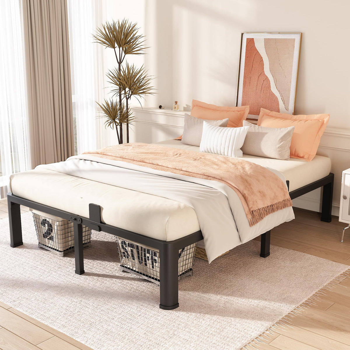 Queen Size 14 Inch Metal Platform Bed Frame S357478