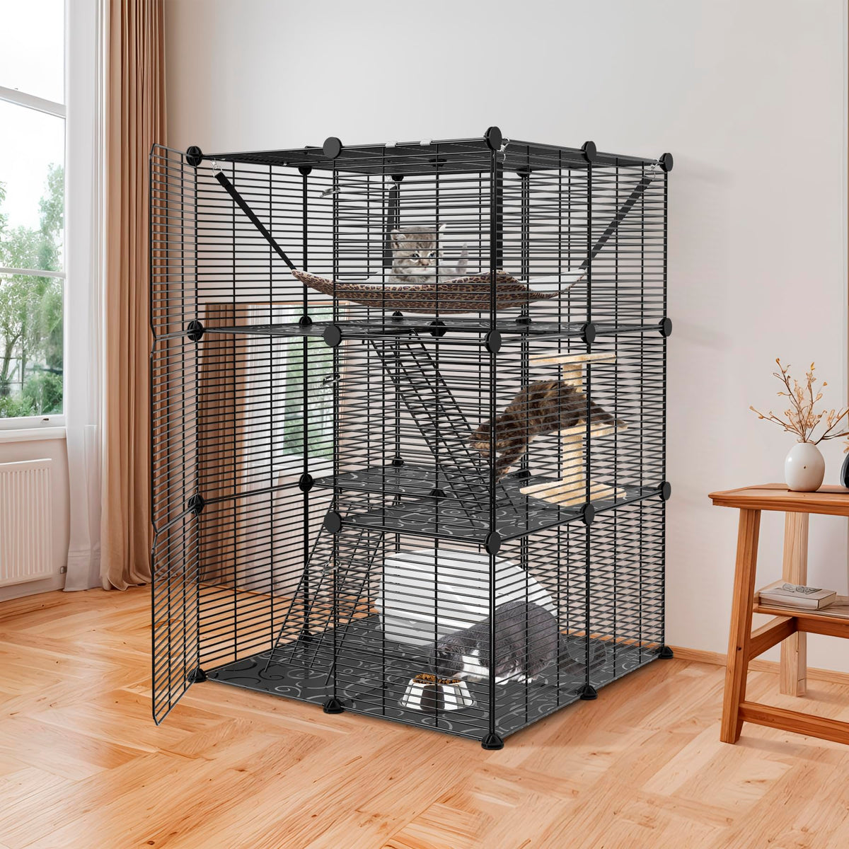 3-Tier Metal Wire Cat Cage with Hammock C32179