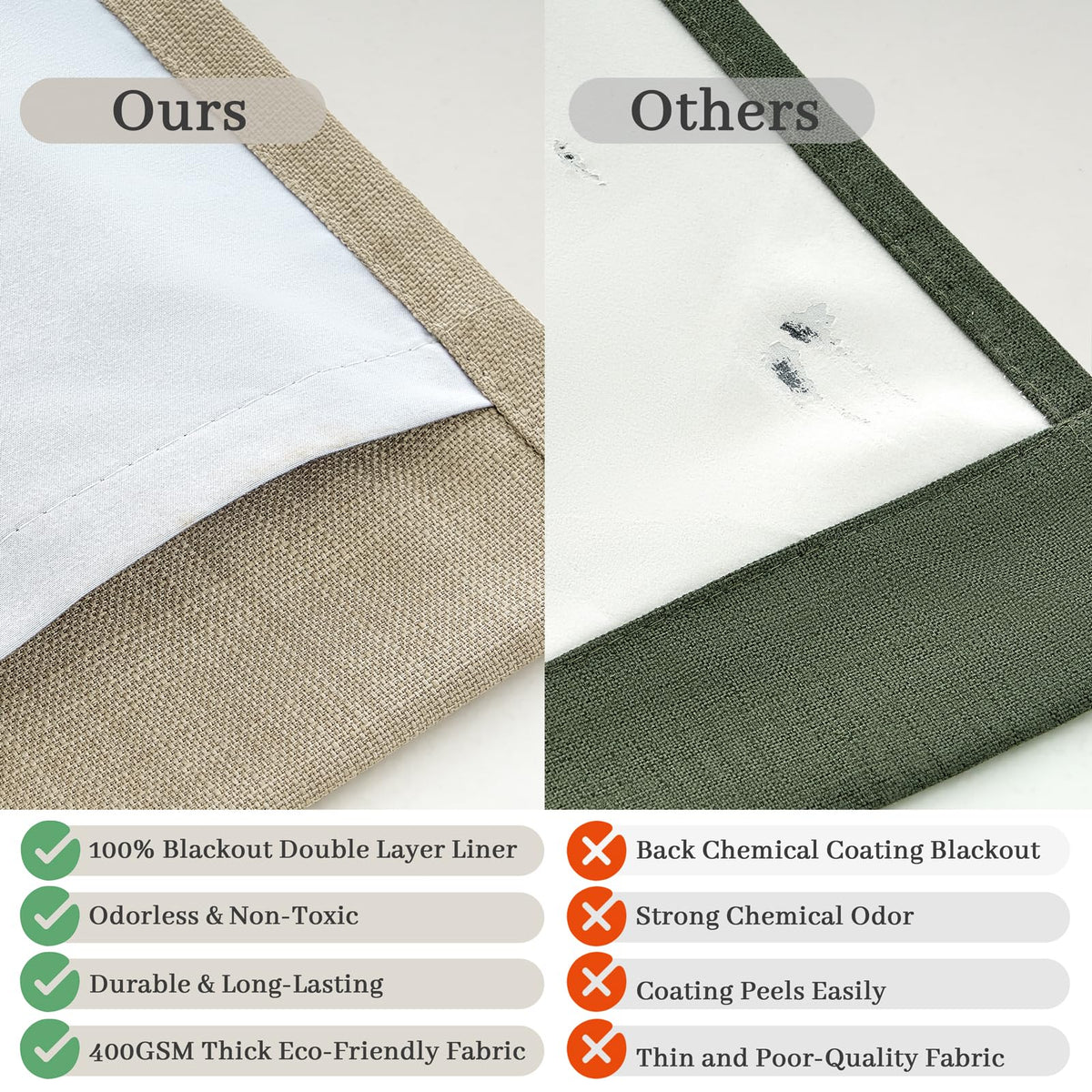 86 Inch Blackout Linen Blend Insulated Curtain 2 Panels Set L7393