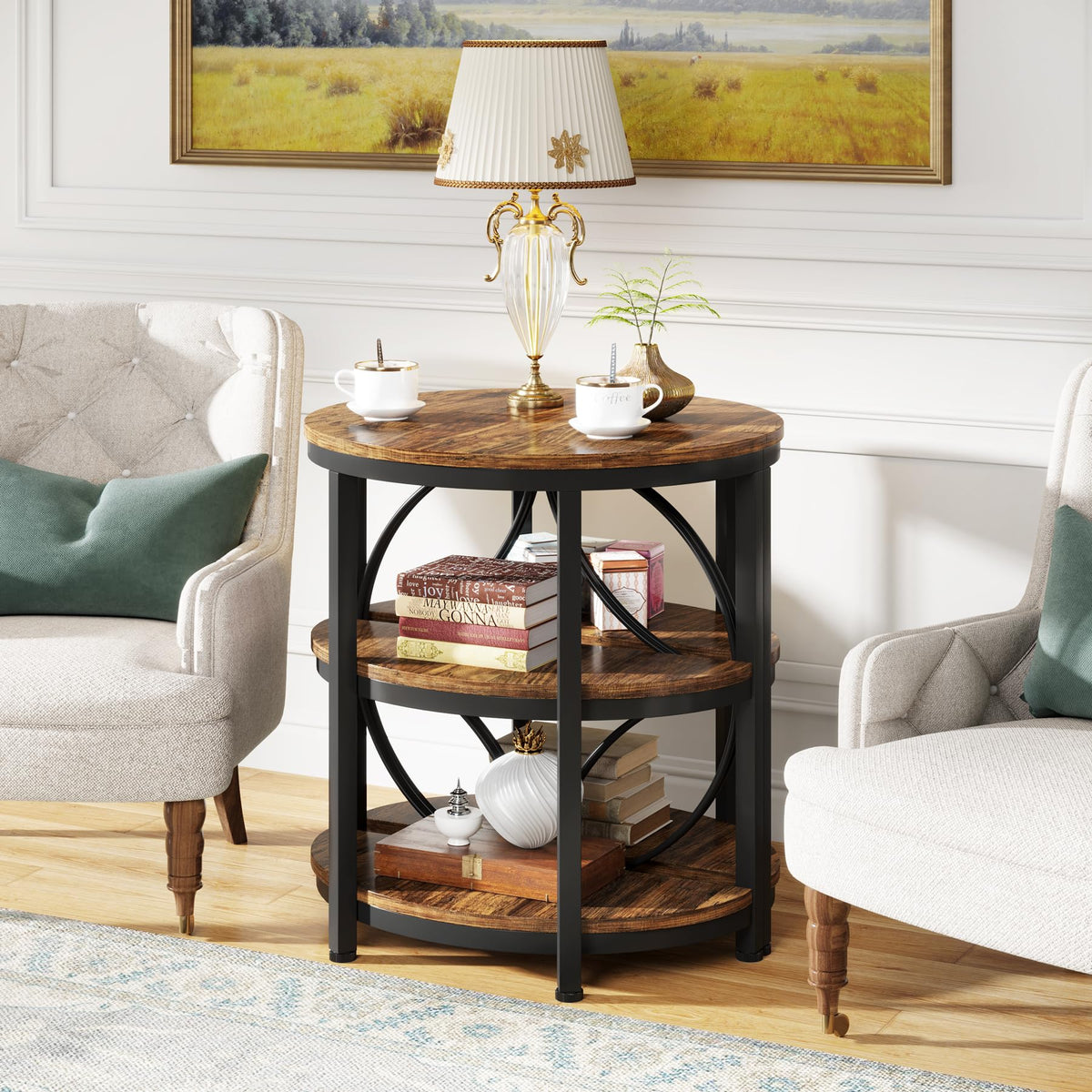 Half Round 3-Tier Metal End Table L174