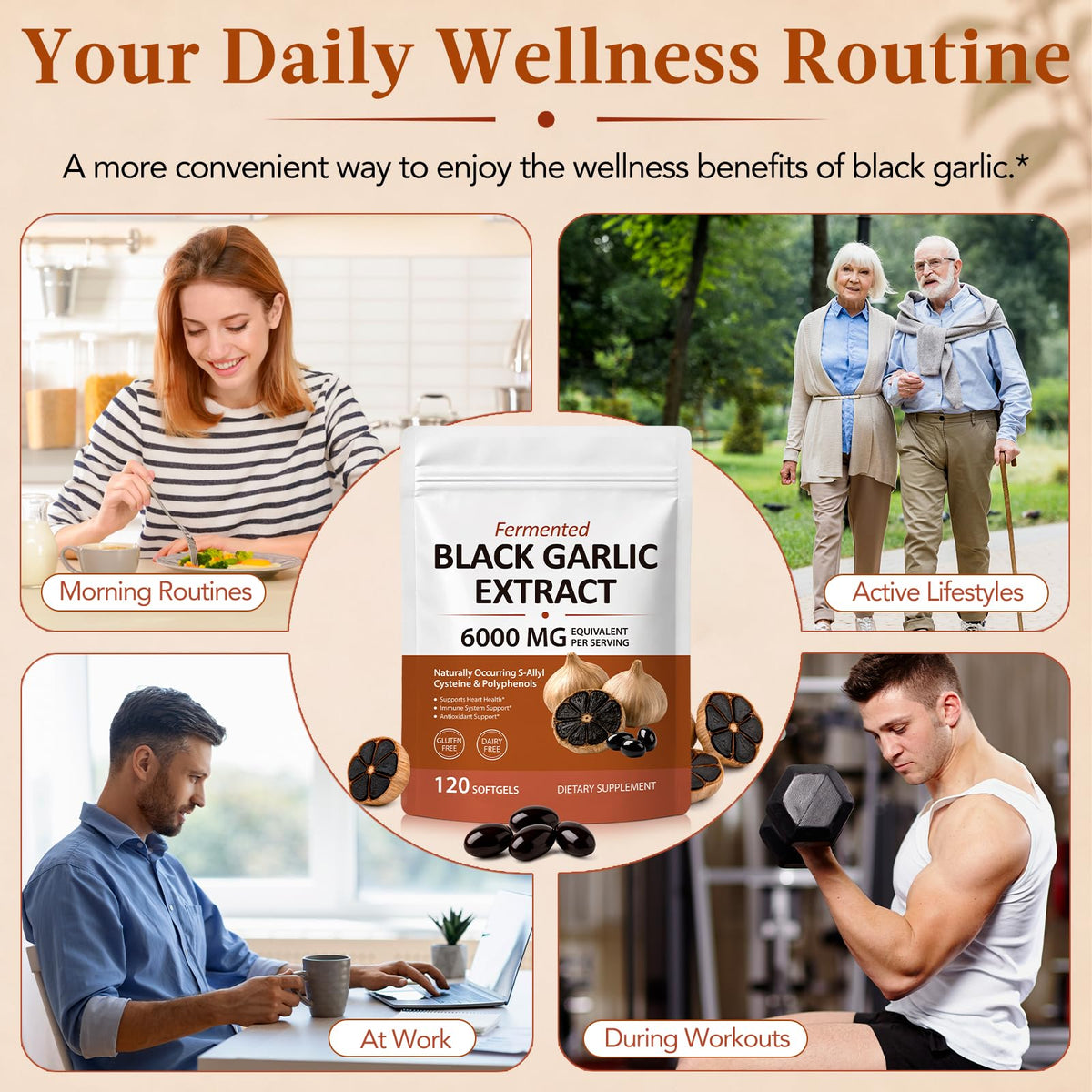 Black Garlic Extract 6000mg Vegetarian 120 Softgels T82991