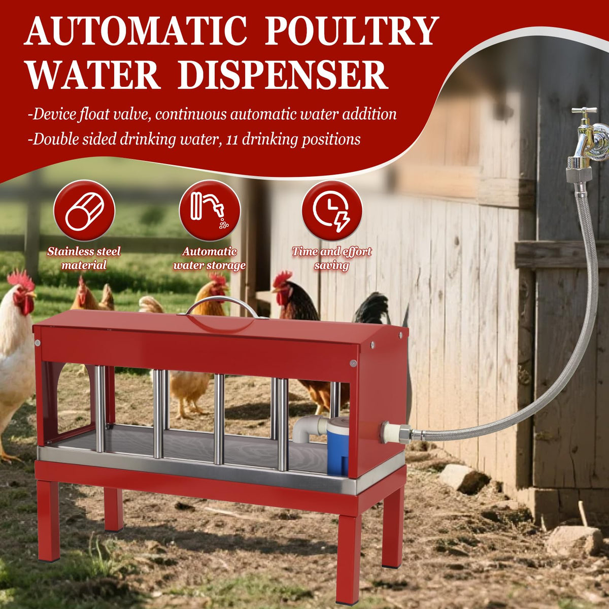 Automatic Stainless Steel Poultry Waterer Dispenser Z30878