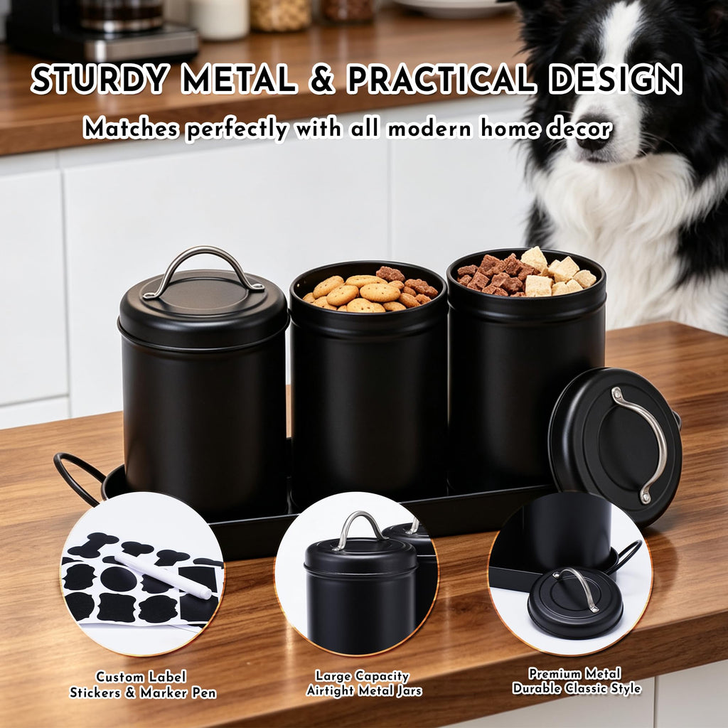 Airtight Dog Treat Container Set with Lid and Tray F90683