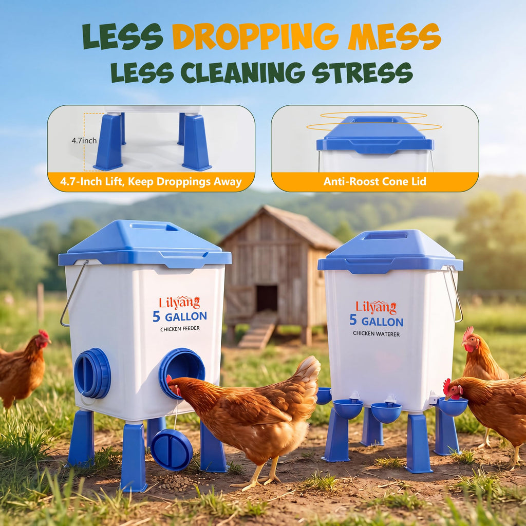 Chicken Feeder and Waterer Set 5 Gallon I94808