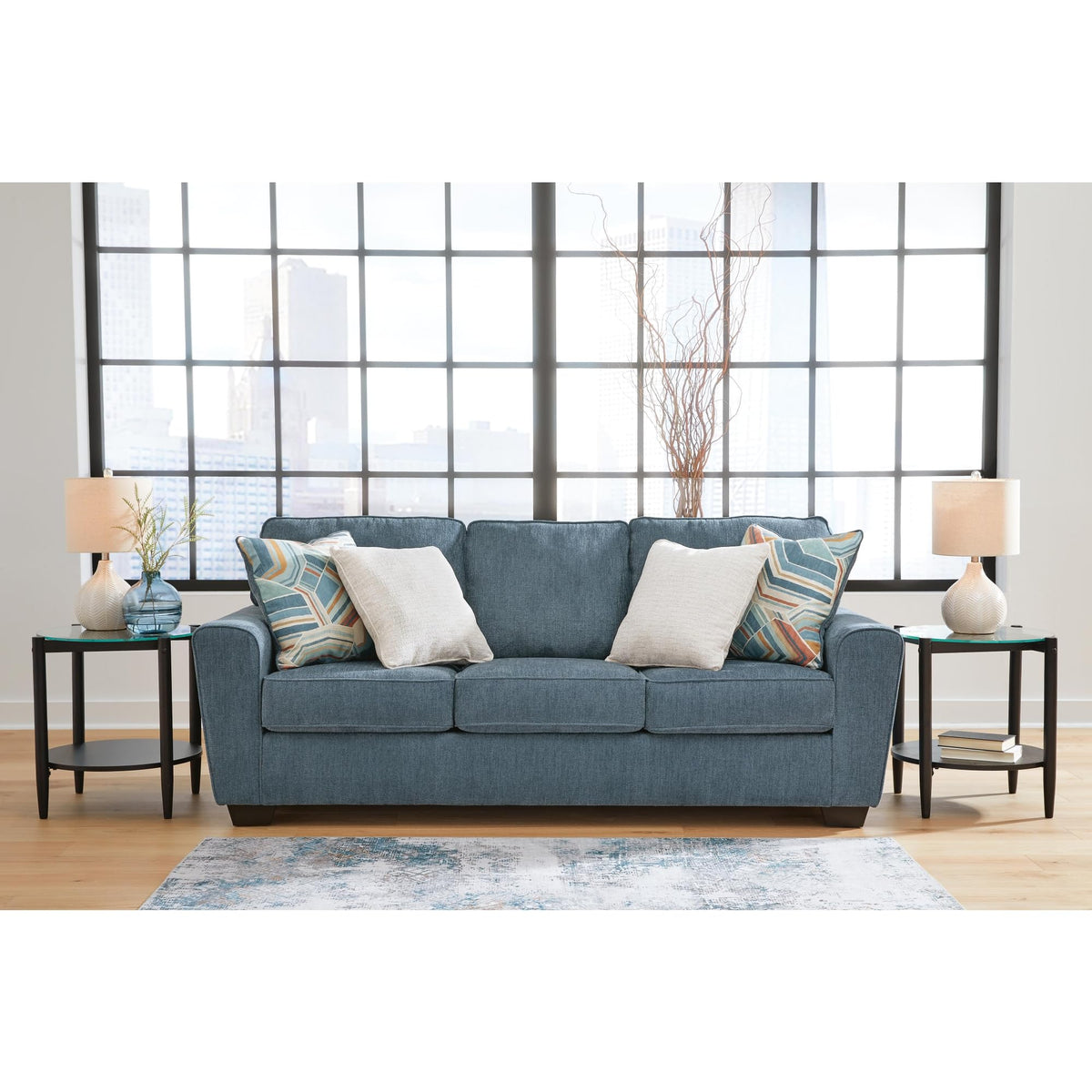 Blue Chenille 3 Seater Couch H565908