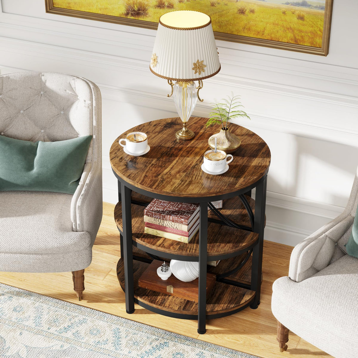 Half Round 3-Tier Metal End Table L174