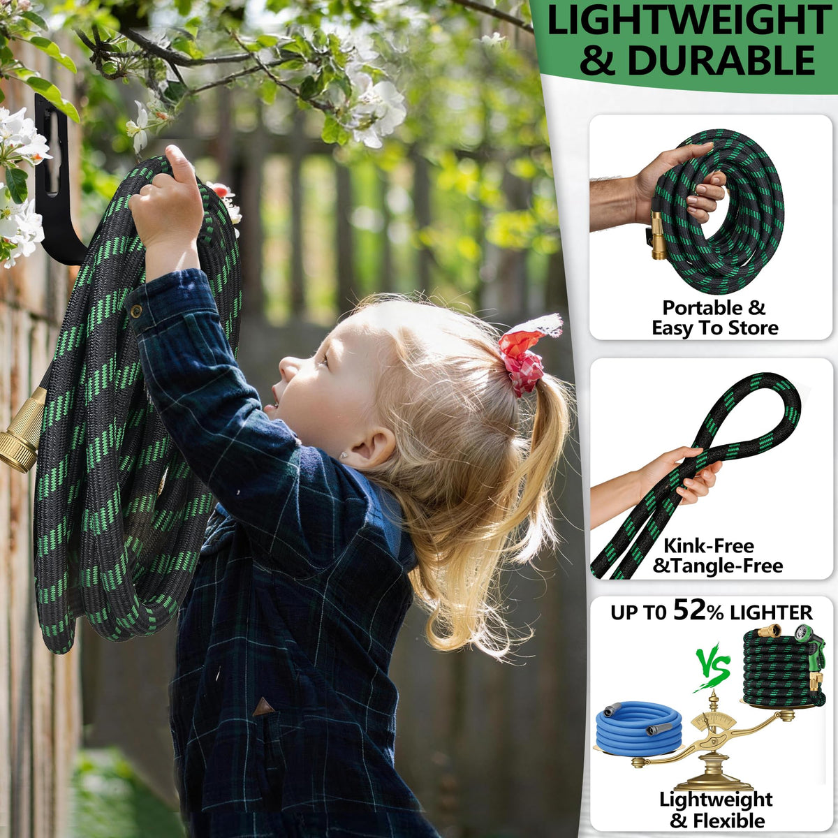 100 ft Lightweight Flexible Garden Hose with 10-Function Nozzle R63290