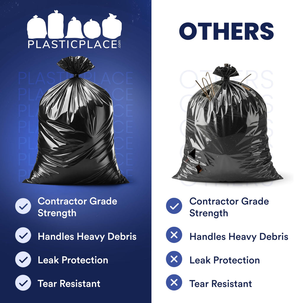 Black Heavy Duty 40-45 Gallon Trash Bags 3.0 Mil 50 Count B1285