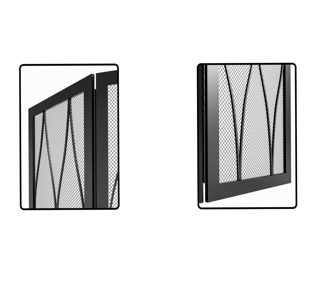 Childproof 3-Panel Wrought Iron Fireplace Screen O95703
