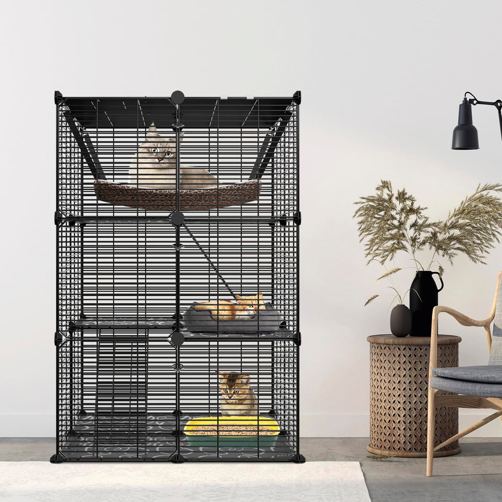 3-Tier Metal Wire Cat Cage with Hammock C32179