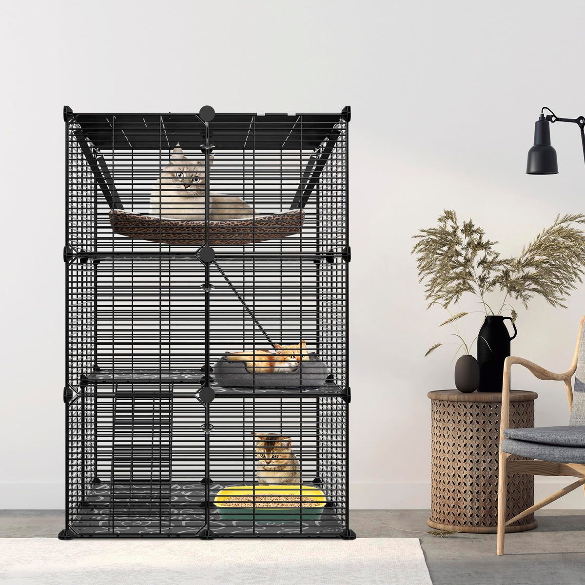 3-Tier Metal Wire Cat Cage with Hammock C32179