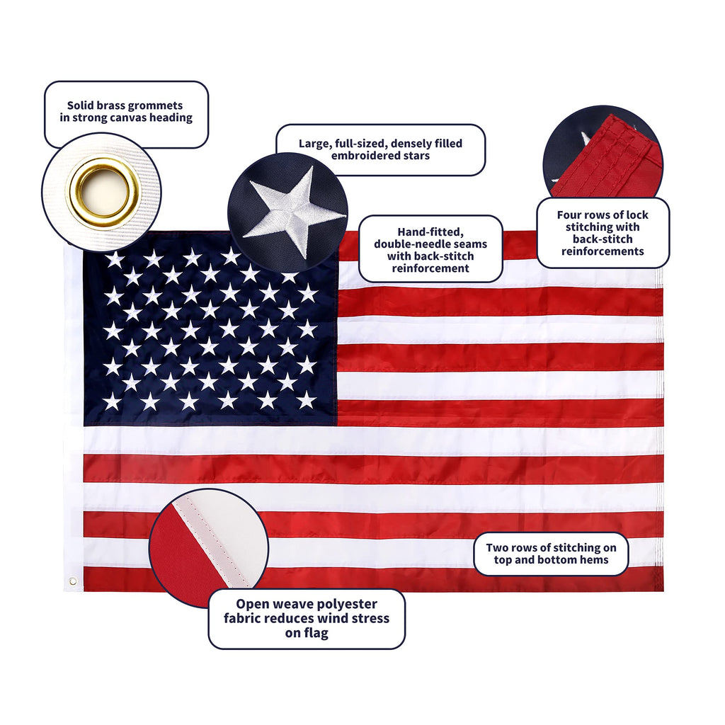 6 Ft Stainless Steel Flag Pole Kit with 3x5 Ft Nylon Flag B85003