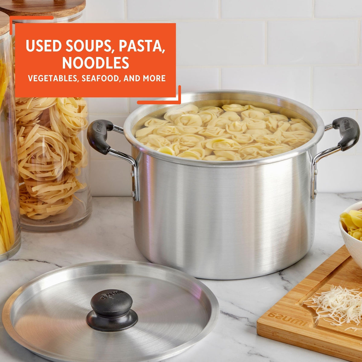 Silver 8 Quart Aluminum Stock Pot with Lid C5258