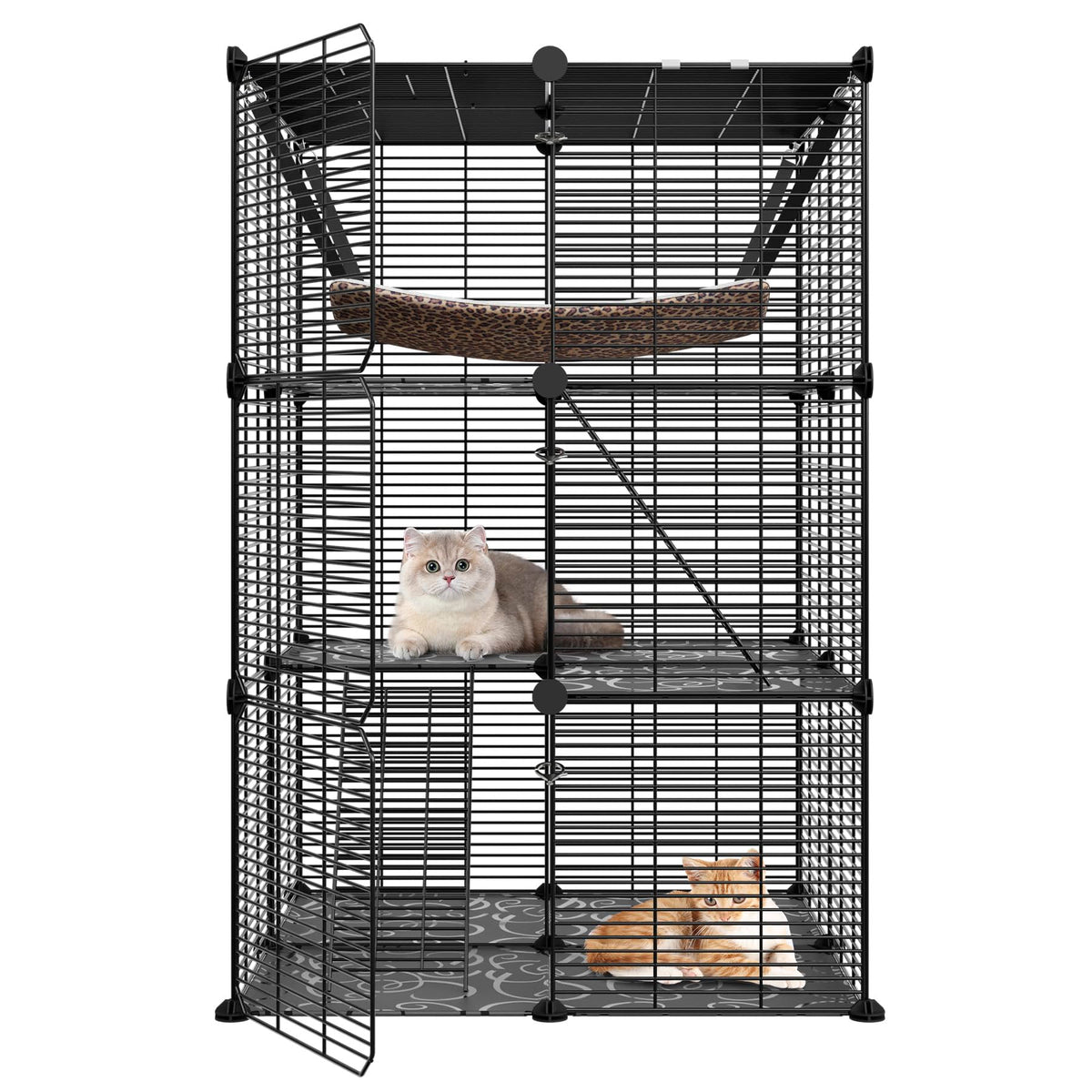 3-Tier Metal Wire Cat Cage with Hammock C32179