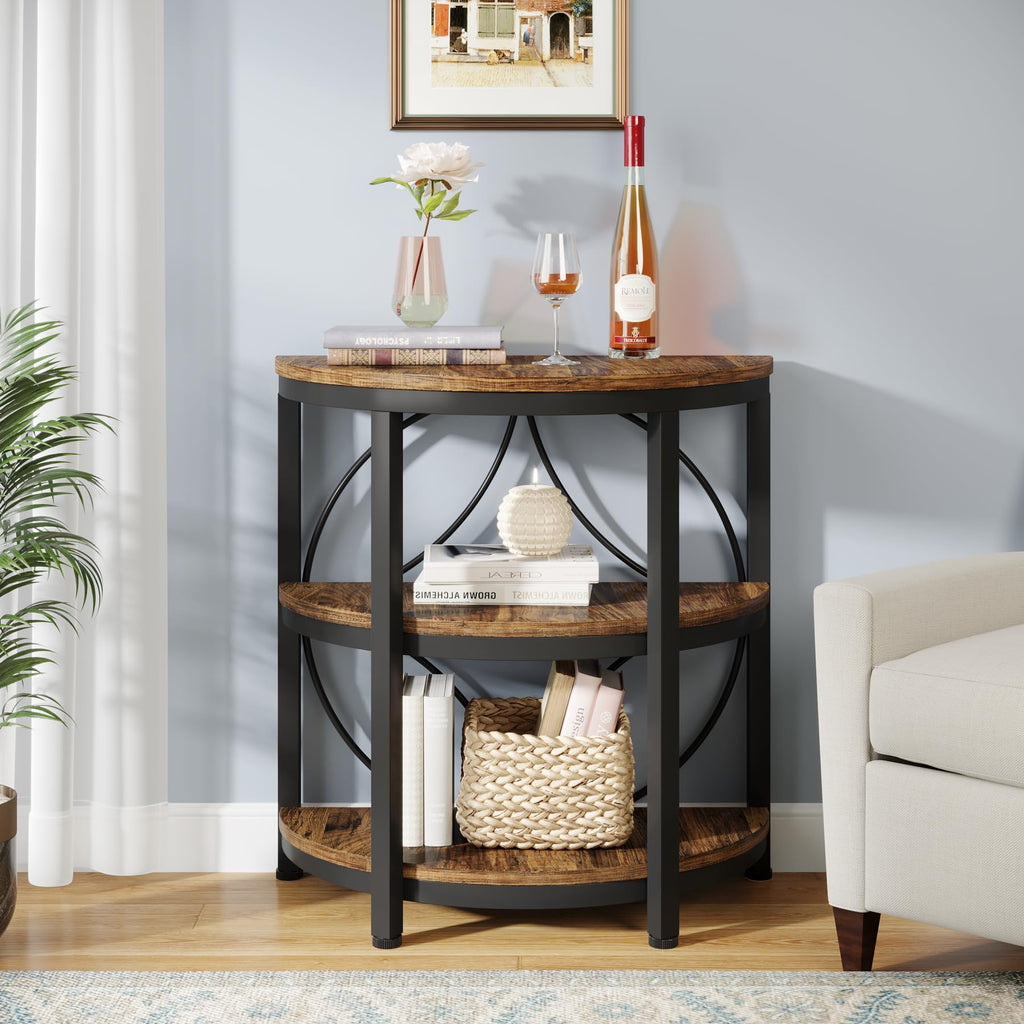 Half Round 3-Tier Metal End Table L174