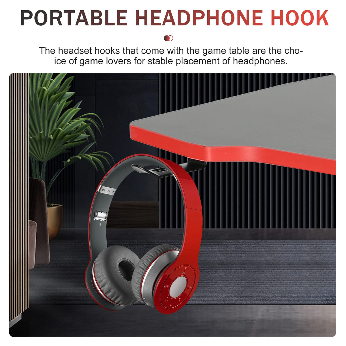 47 Inch Z Shaped Gaming Desk with Headphone Hook R825735