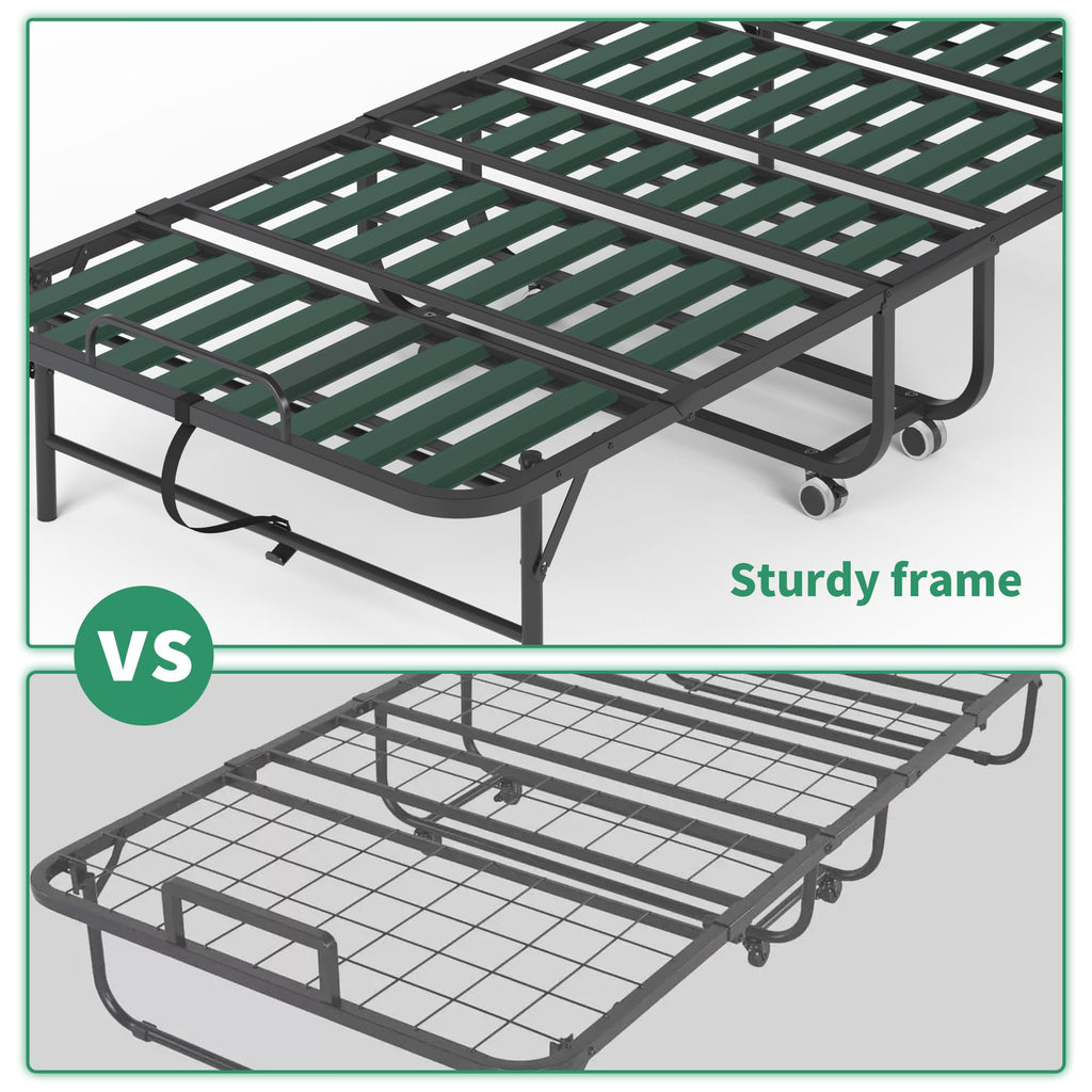 Folding Bed with Mattress, 5-Inch Memory Foam, 500lbs Capacity, Metal Frame X78406
