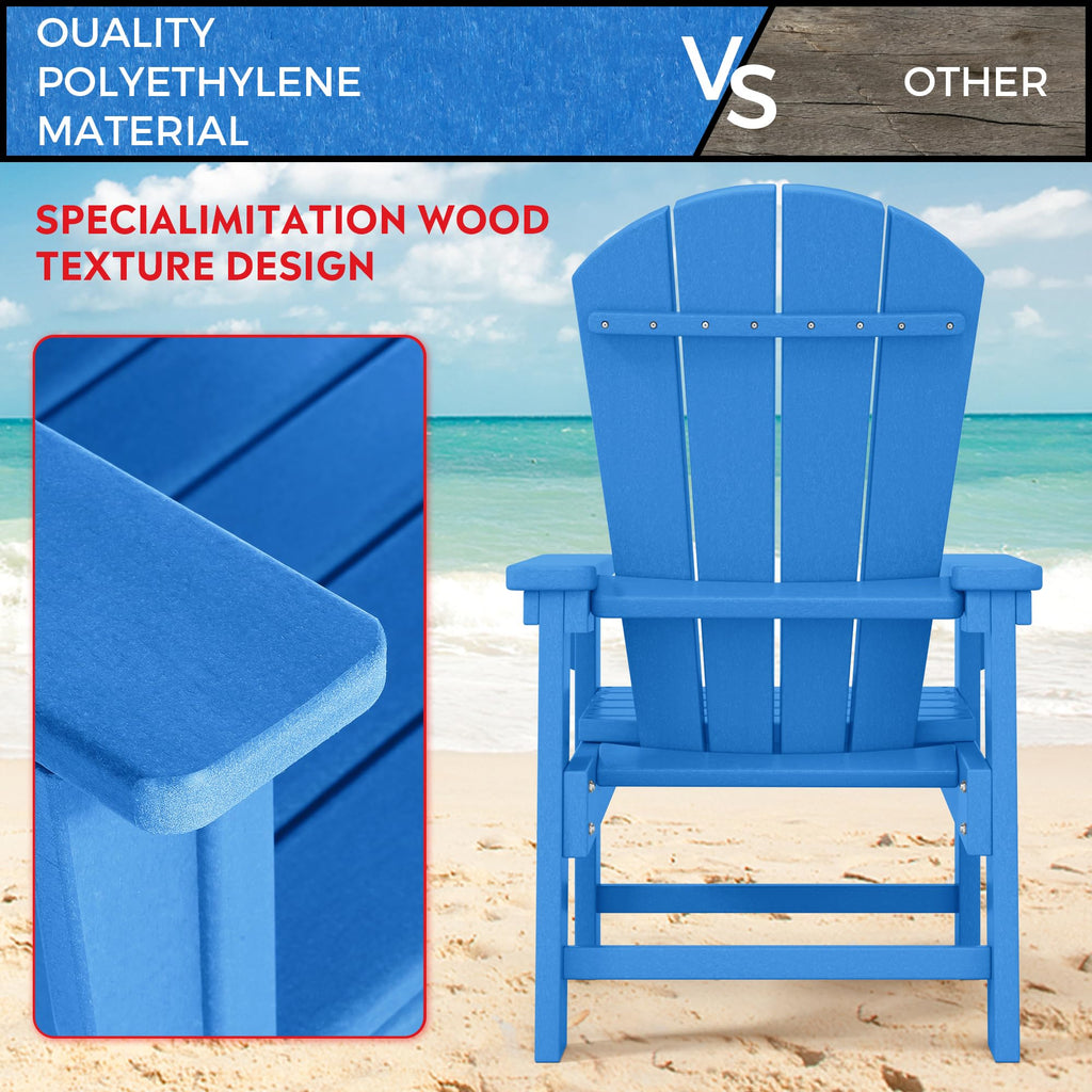 Kids Adirondack Chair Set of 4 Plastic Outdoor Pacific Blue R476936