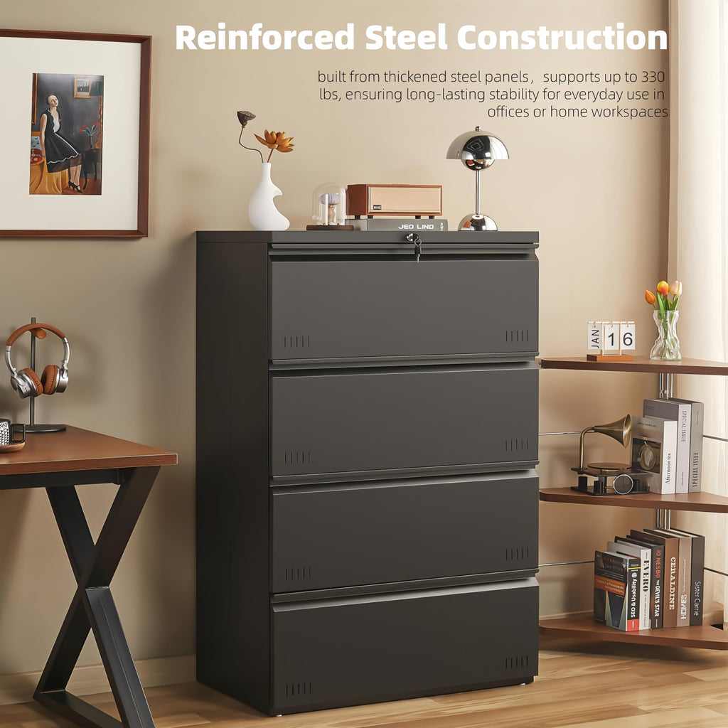 Metal File Cabinet with Lock, 4 Drawer Heavy Duty Office Storage Cabinet R893072
