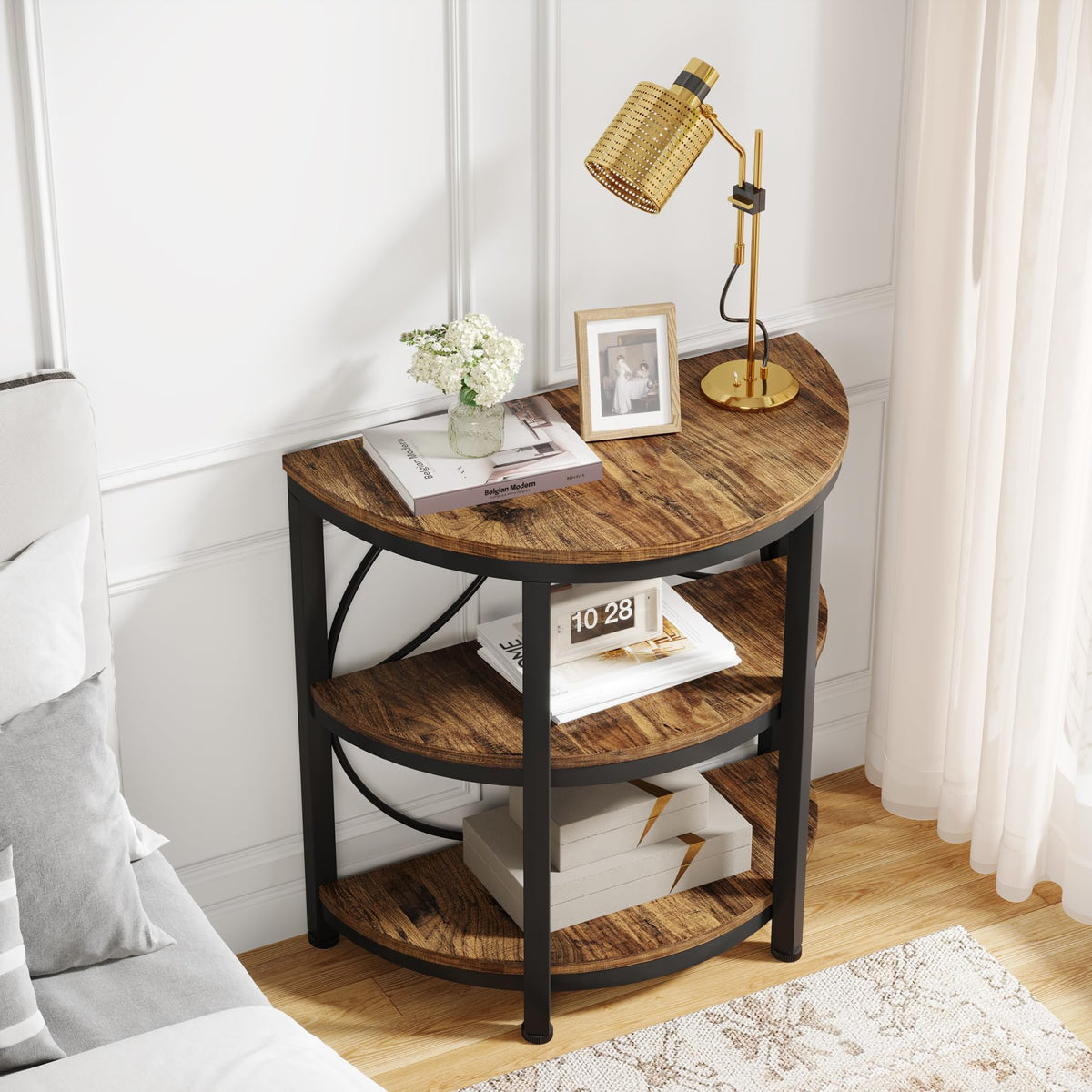 Half Round 3-Tier Metal End Table L174
