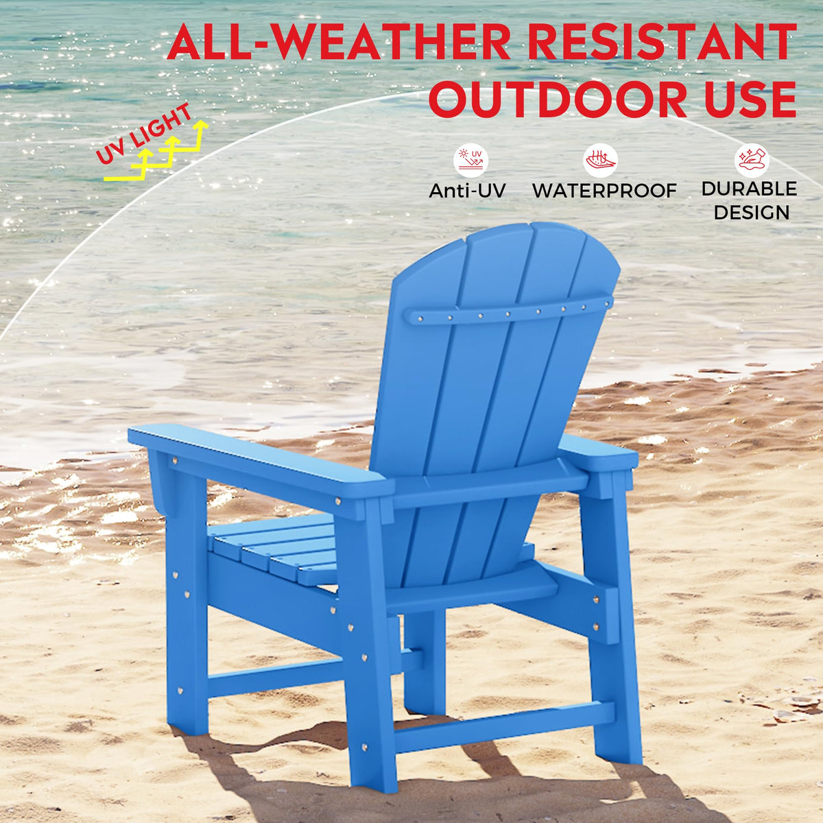 Kids Adirondack Chair Set of 4 Plastic Outdoor Pacific Blue R476936