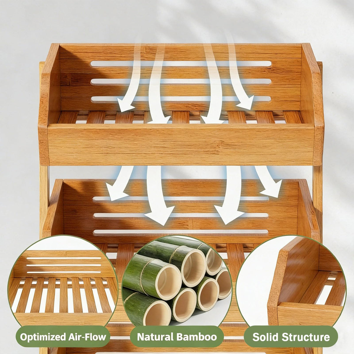 3-Tier Bamboo Fruit & Vegetable Basket Organizer R1840