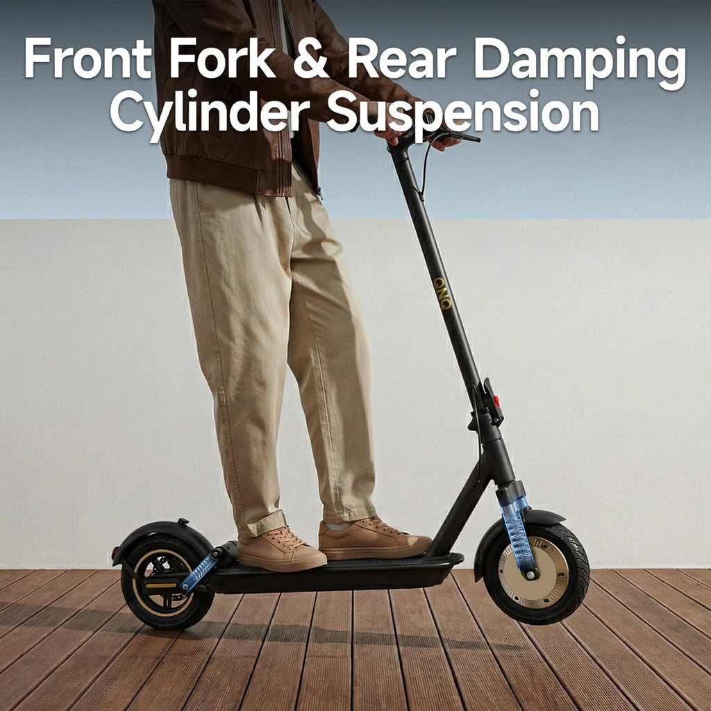 Electric Scooter with Solid Tires, Dual Suspension, Folding U1558