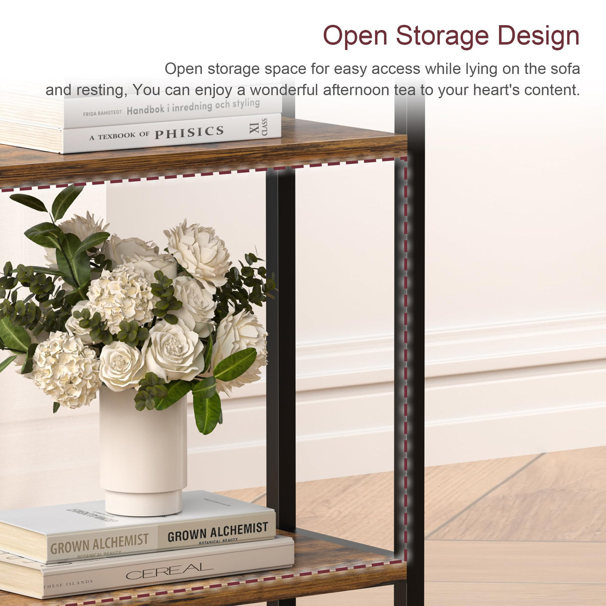 Narrow 3 Tier Slim Side Table Rustic Brown U851218