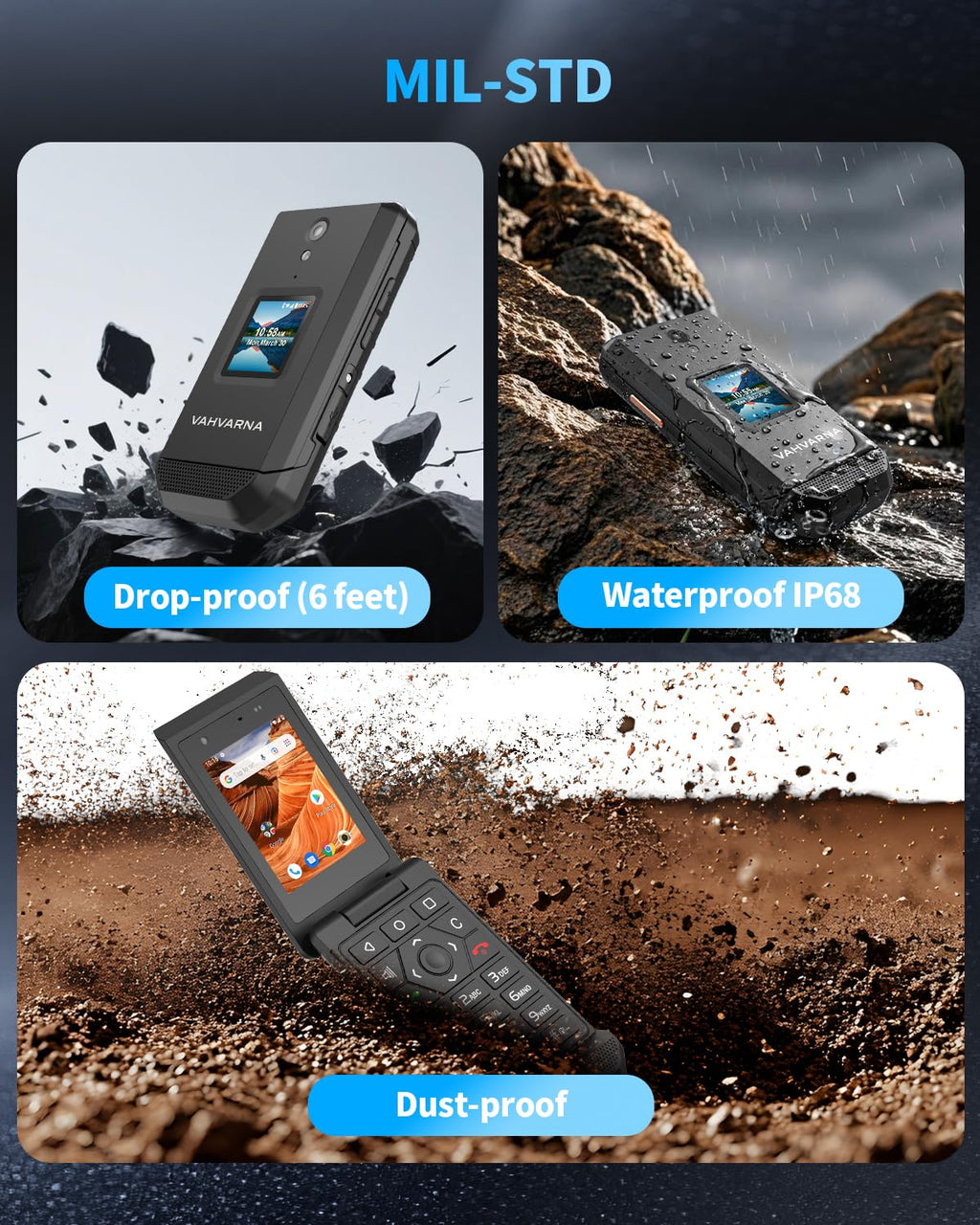 Unlocked 4G LTE Rugged Flip Phone K826
