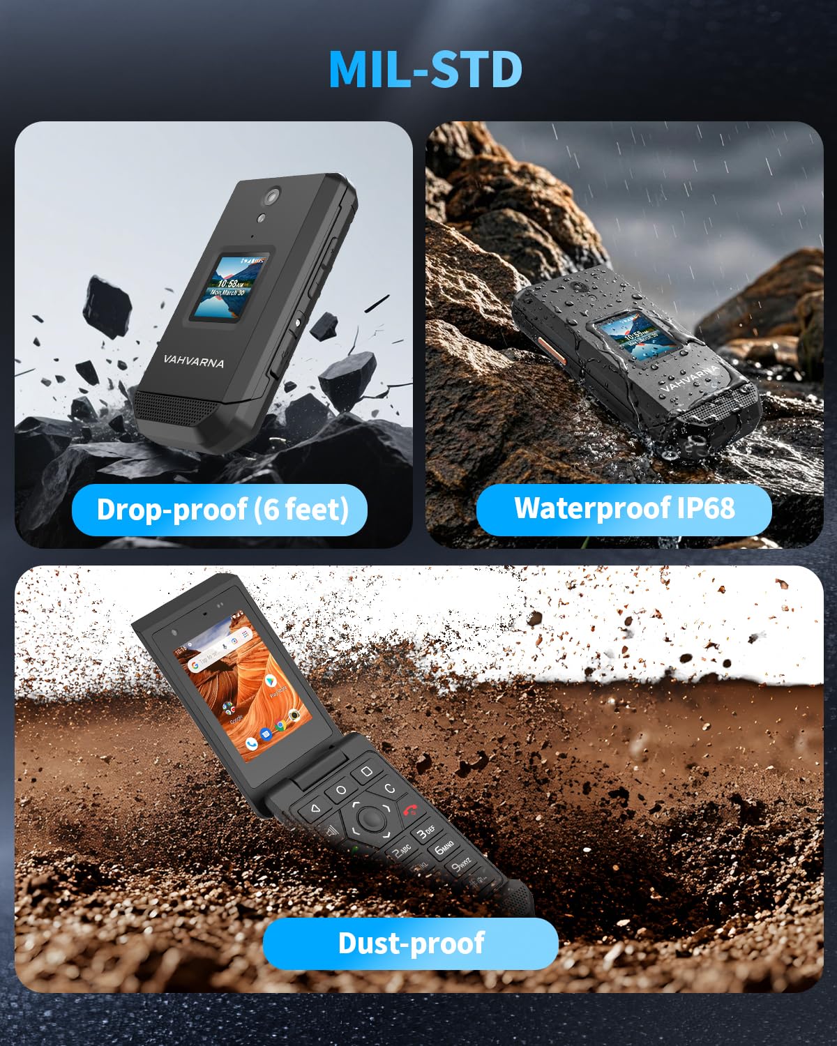 Unlocked 4G LTE Rugged Flip Phone K826