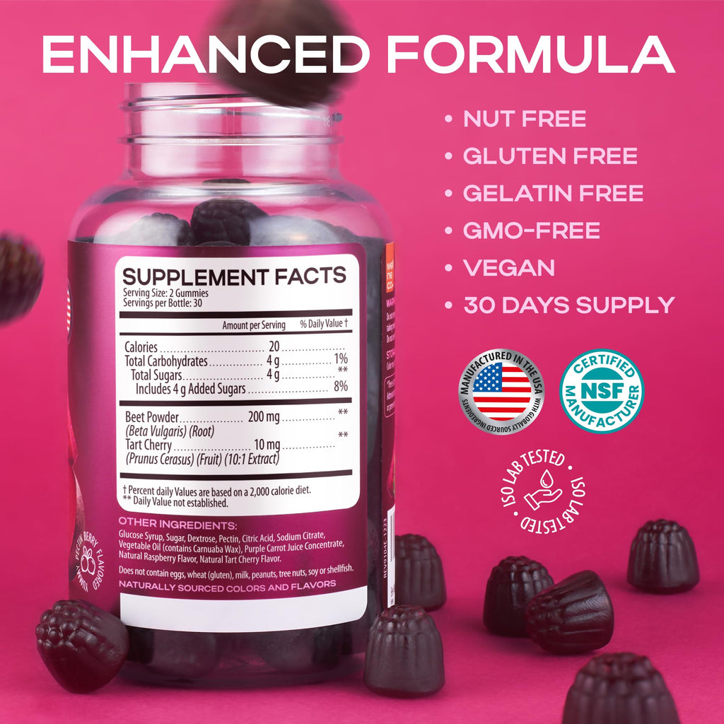 Beet Root Gummies with Tart Cherry, 60 Pcs E4461