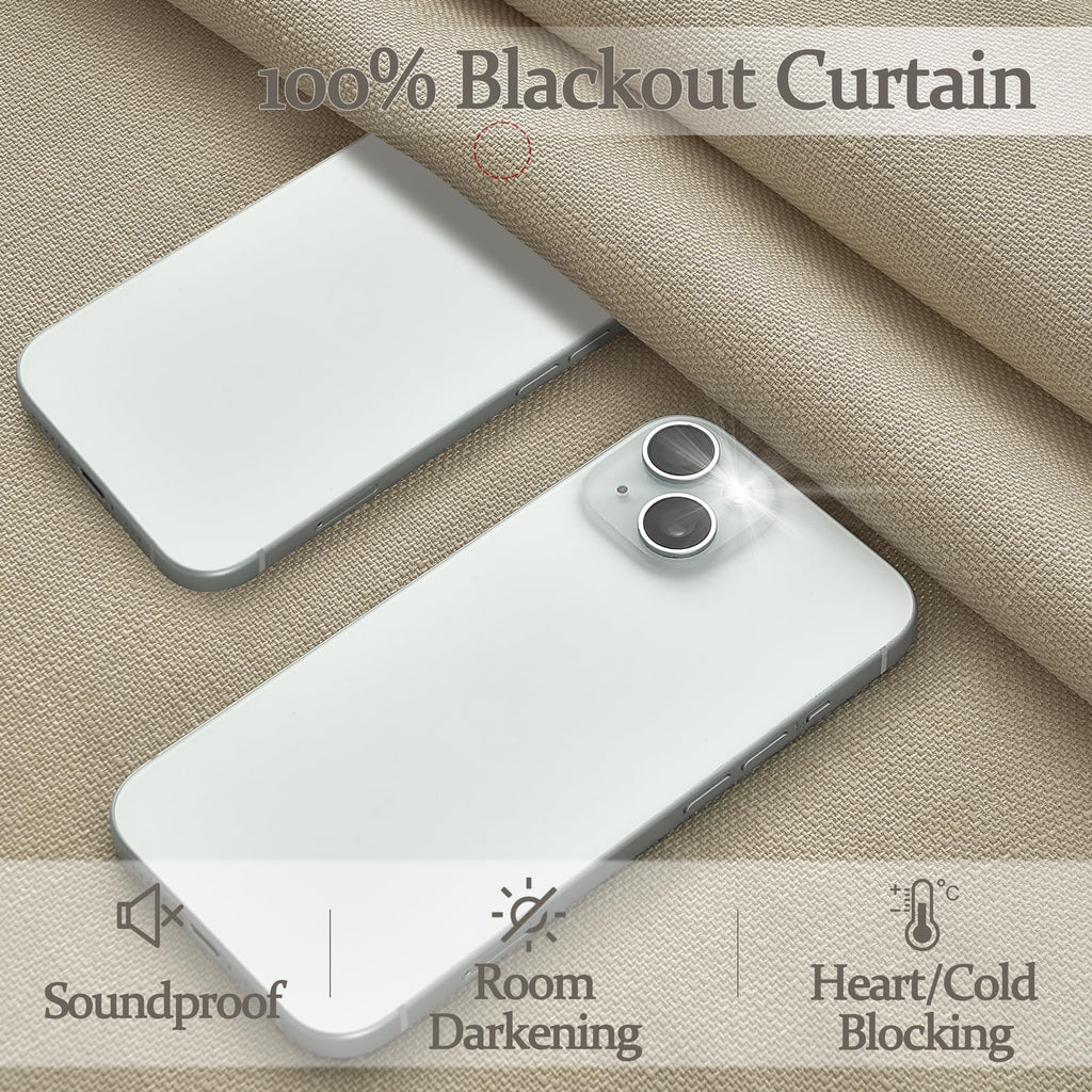 86 Inch Blackout Linen Blend Insulated Curtain 2 Panels Set L7393