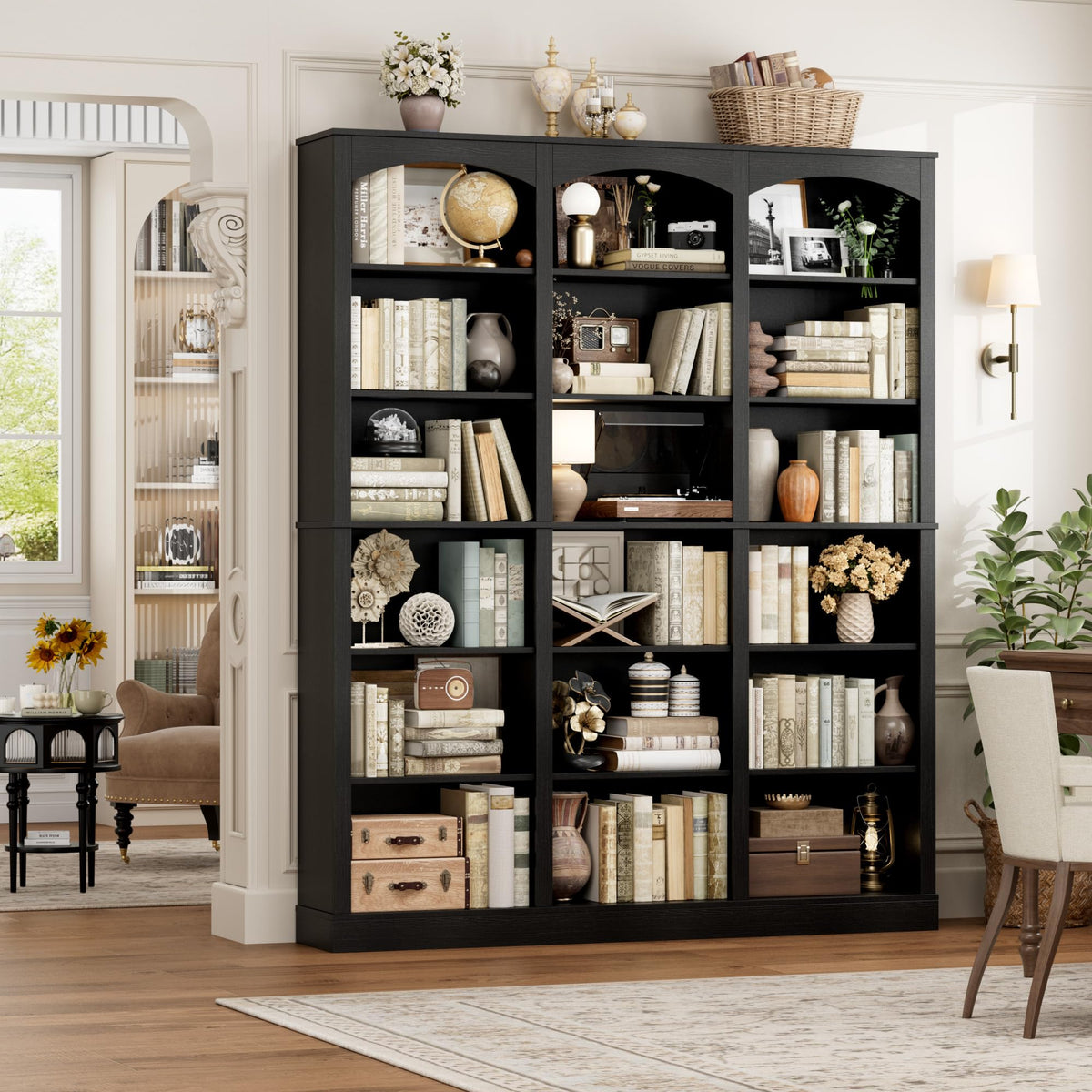 71" 6 Tier Black Bookshelf R530