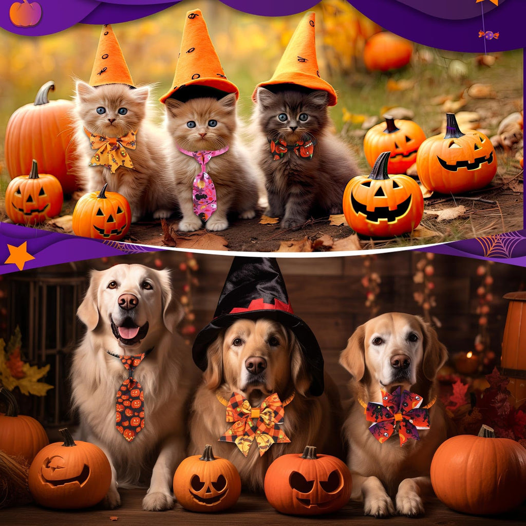 240 Pcs Halloween Dog Bows Tie Collars V2872