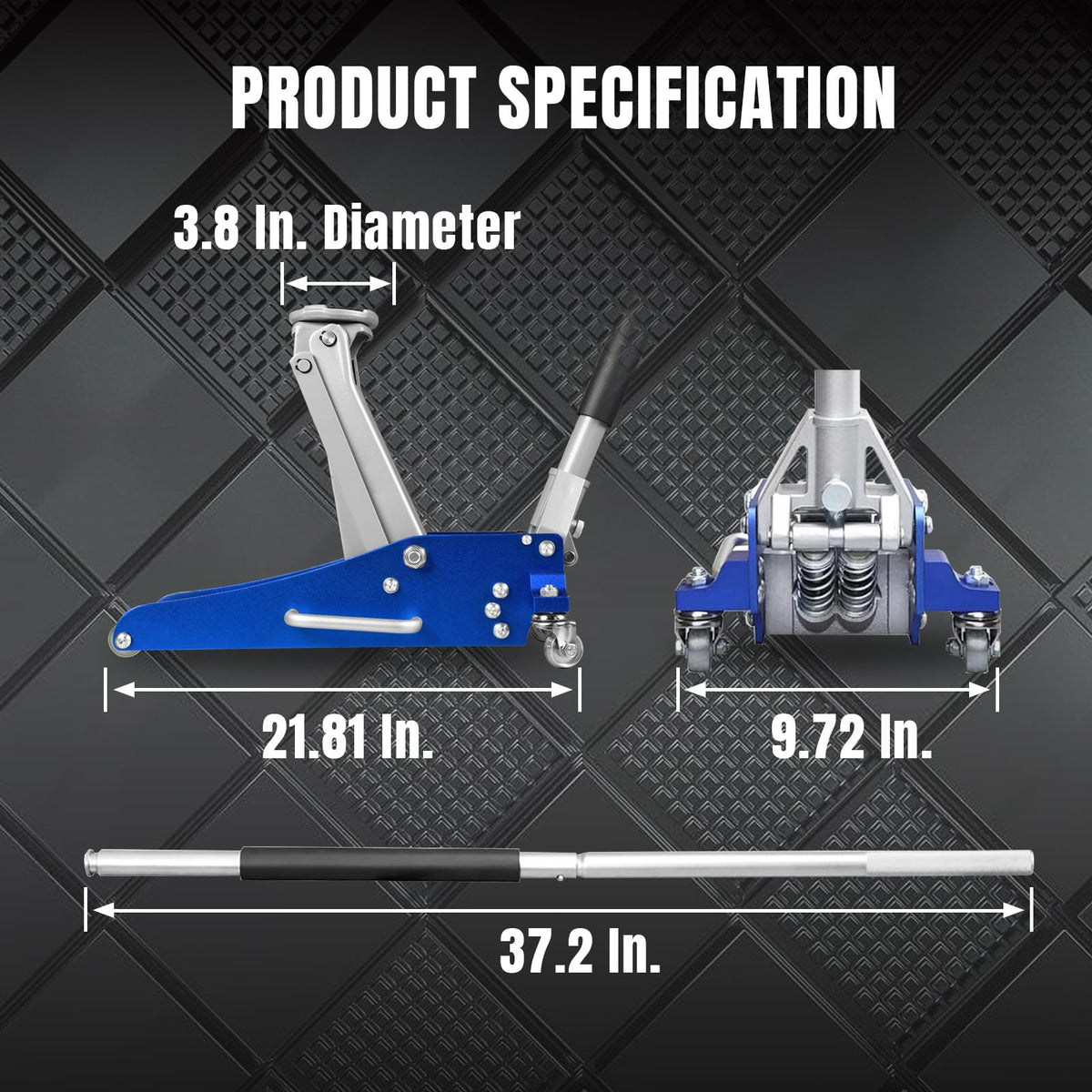 1.5 Ton Aluminum Steel Low Profile Hydraulic Floor Jack F5372