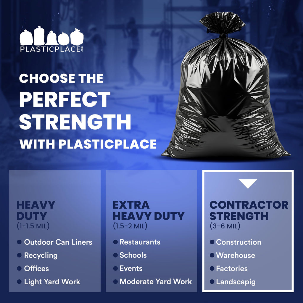 Black Heavy Duty 40-45 Gallon Trash Bags 3.0 Mil 50 Count B1285
