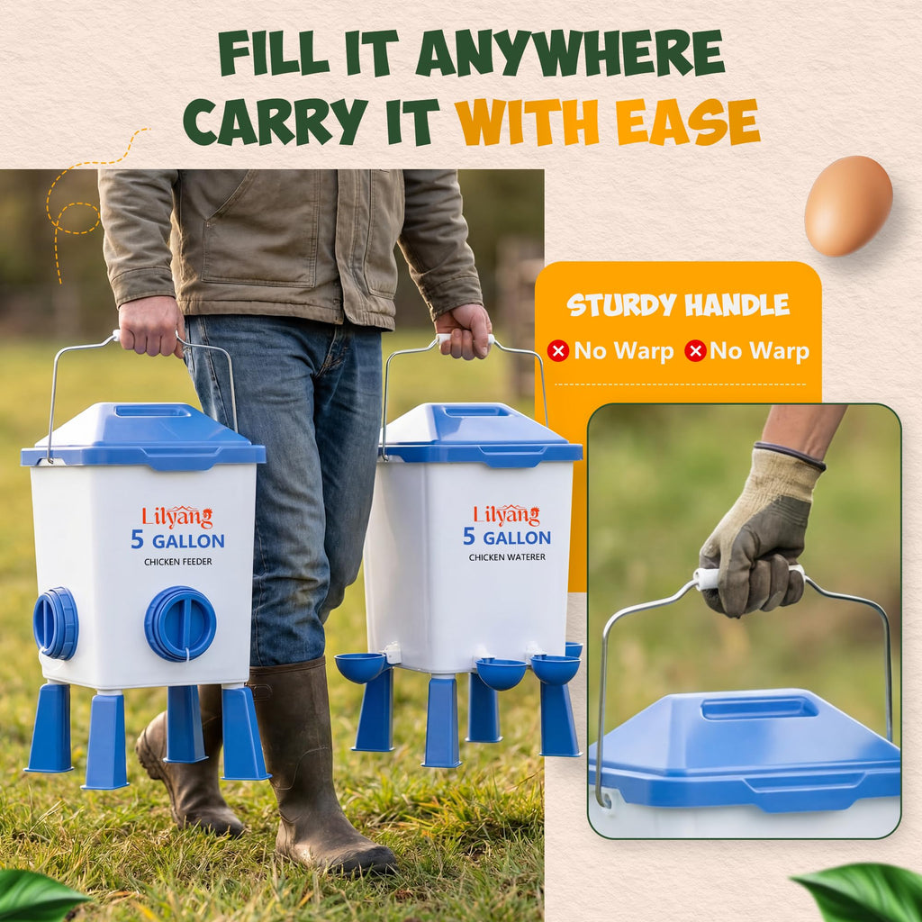 Chicken Feeder and Waterer Set 5 Gallon I94808