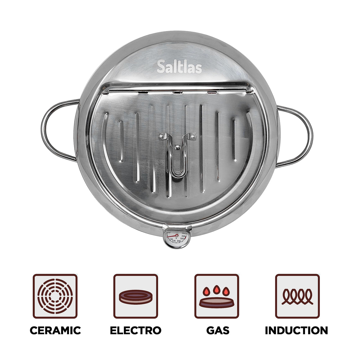 Deep Fryer Pot with Lid, 304 Stainless Steel O81596