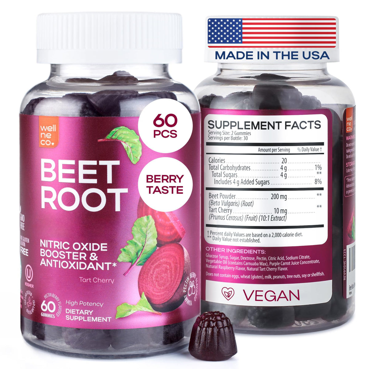 Beet Root Gummies with Tart Cherry, 60 Pcs E4461