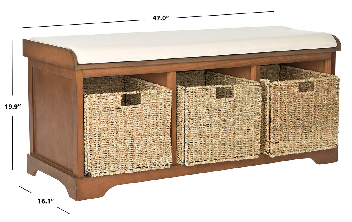 Brown Solid Wood Storage Bench A3959