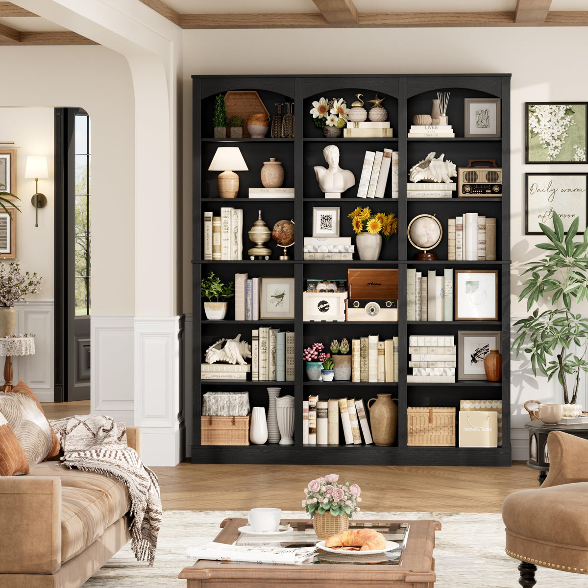 71" 6 Tier Black Bookshelf R530