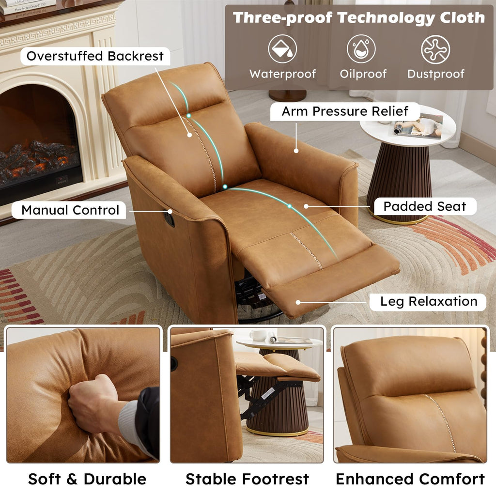Manual Swivel Rocker Recliner Faux Leather X96979